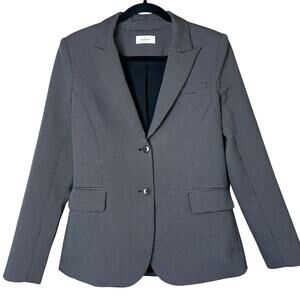 Argent 2-Button Peak Lapel Dot Matrix Blazer Black White Tailored Professional 6